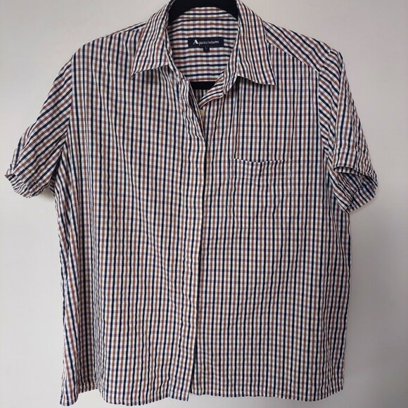 Aquascutum Vintage  Checkered Short Sleeve Shirt, Size L - Picture 5 of 8